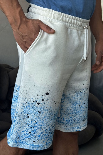 Мужские белые шорты Amiri paint splatter   