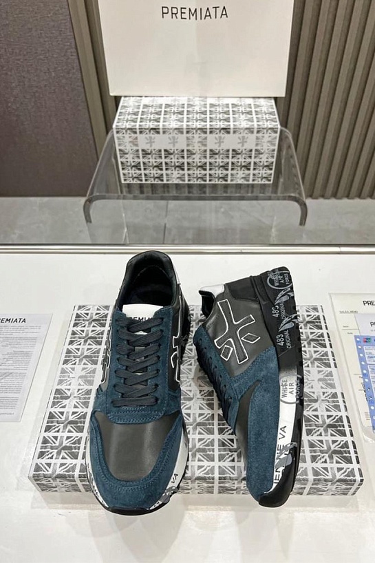 Кожаные кроссовки Premiata Mick - Black / Blue