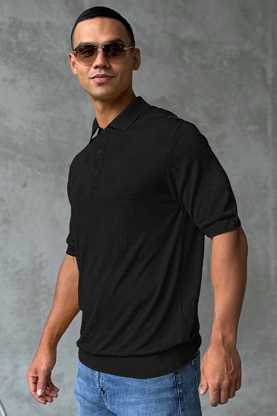 Мужское поло Dolce & Gabbana monogram all-over - Black