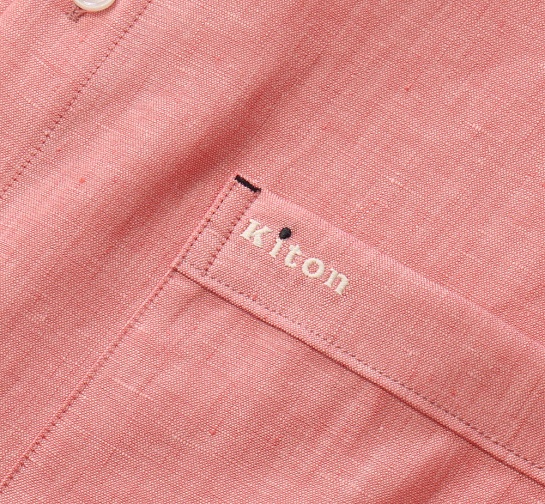 Льняная рубашка розового цвета Kiton premium