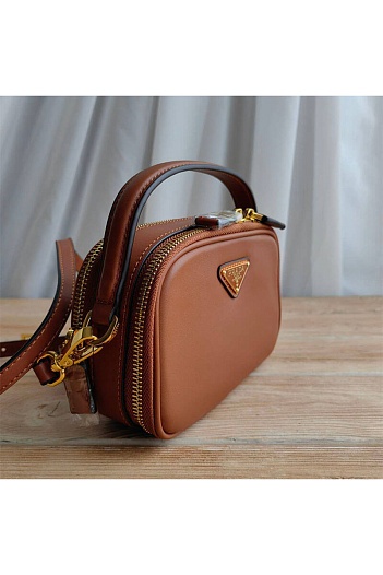 Кожаная сумка Prada Odette Mini Cognac 20x13 см   