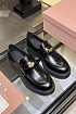 Женские кожаные лоферы MIU MIU premium  - Black