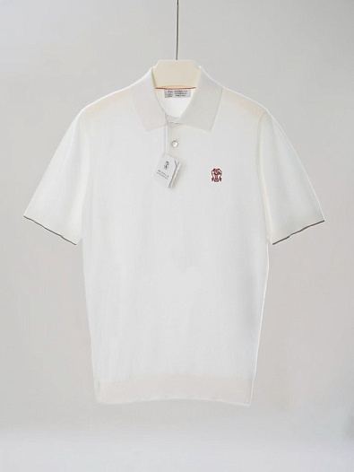 Мужское белое поло Brunello Cucinelli premium   