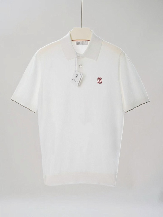 Мужское белое поло Brunello Cucinelli premium