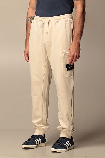 Мужские штаны бежевого цвета Stone Island compass-patch   
