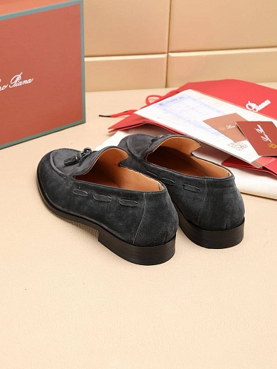 Замшевые лоферы Loro Piana tassel - Grey   