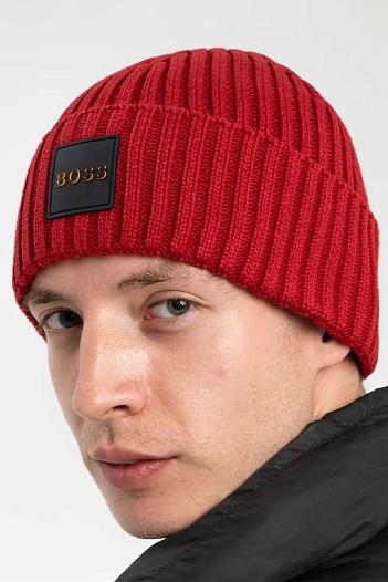 Шапка Hugo Boss Flavio logo-patch - Red   