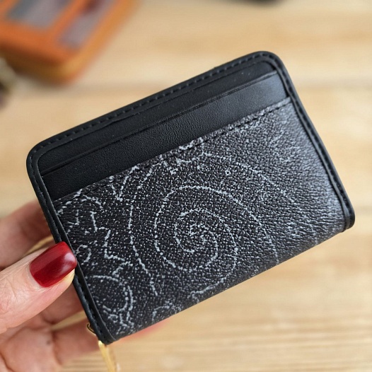 Кожаный кошелёк Etro с узором пейсли 11x8 см   