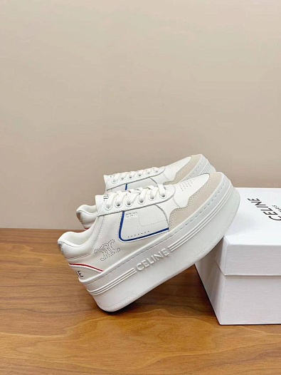 Женские кожаные кроссовки на платформе Celine   