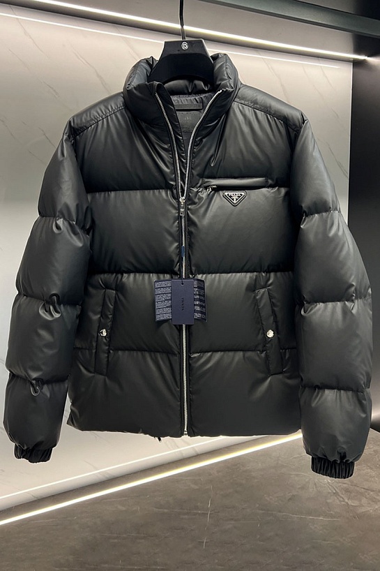 Мужской пуховик Prada logo-plaque - Black