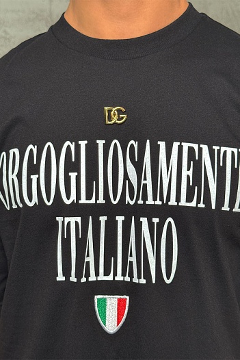 Чёрная оверсайз футболка Dolce&Gabbana logo-plaque   