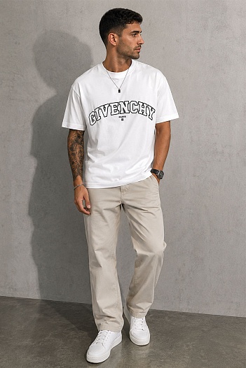 Белая футболка Givenchy College logo-embroidered   