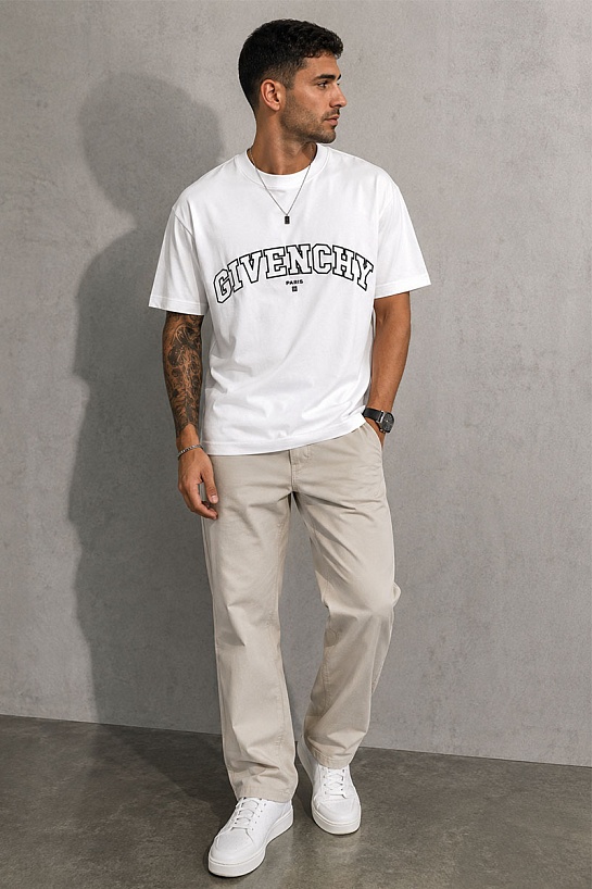 Белая футболка Givenchy College logo-embroidered