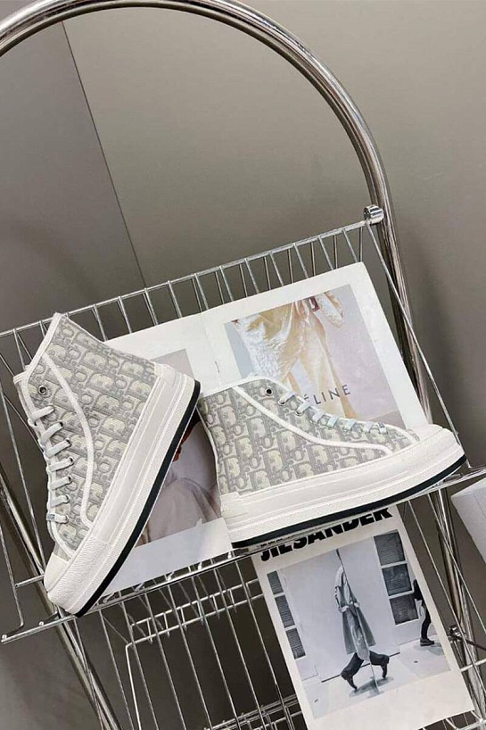 Женские высокие кеды на платформе Dior Walk'n'  - Grey