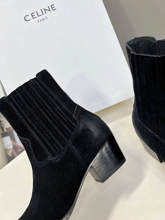 Женские замшевые сапоги Celine Premium - Black