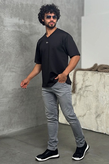 Чёрная оверсайз футболка Dolce&Gabbana logo-plaque   