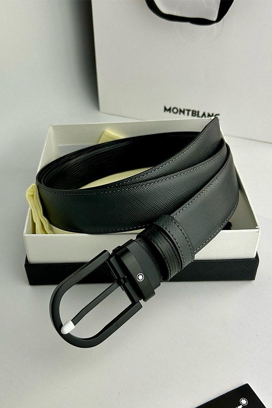 Двусторонний кожаный ремень Montblanc Premium (ширина 3.5 см)
