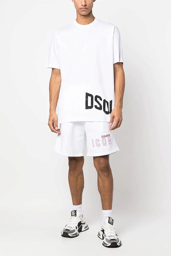 Мужская белая футболка Dsquared2 logo-print