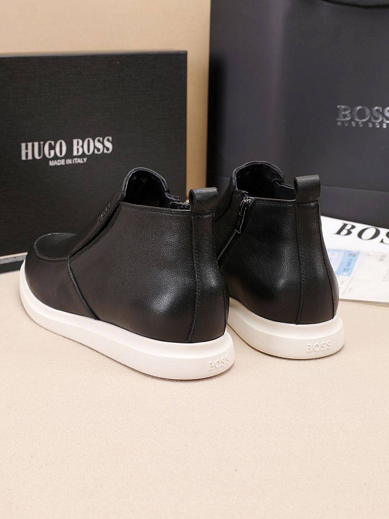 Кожаные лоферы с мехом Hugo Boss high-top - Black