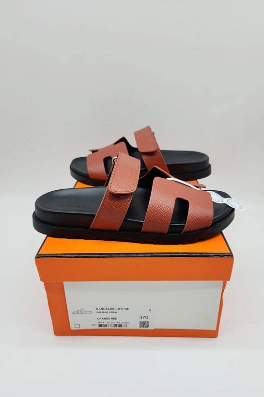 Женские кожаные сандалии Hermes Chypre - Brown / Black