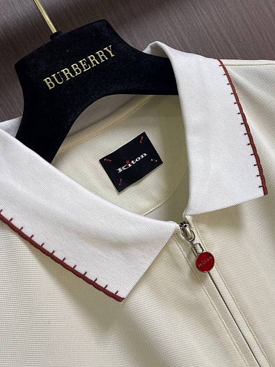 Мужское поло белого цвета Kiton premium   