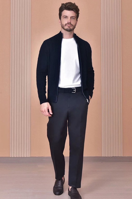 Кашемировый свитер Loro Piana Premium zip-up - Navy