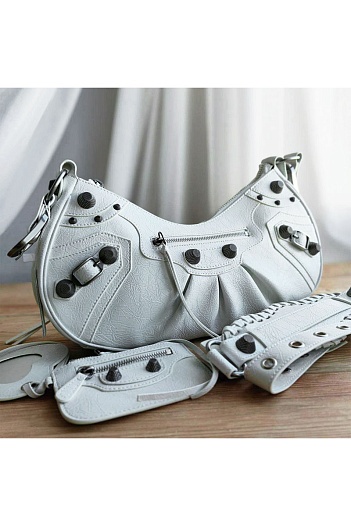 Кожаная сумка Balenciaga Le Cagole Small - White 40x16 см   