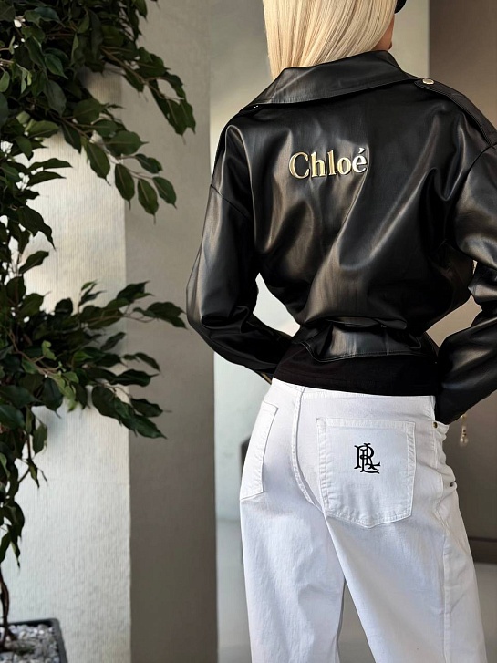Женская кожаная косуха Chloe premium чёрного цвета