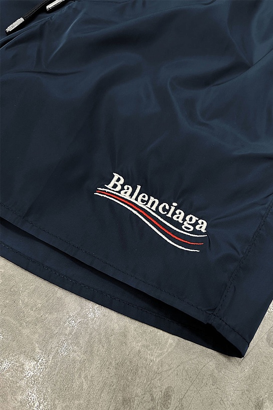 Тёмно-синие шорты Balenciaga Political Campaign logo
