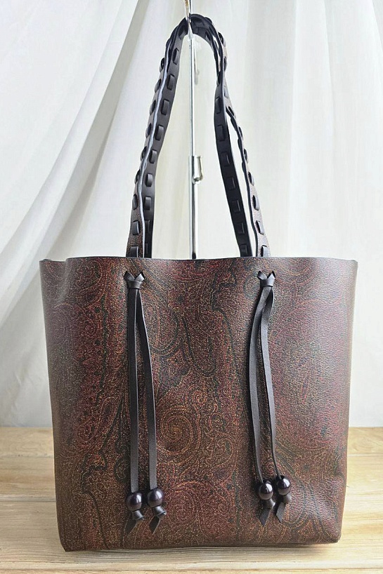 Кожаная сумка Etro с узором пейсли 30x26 см