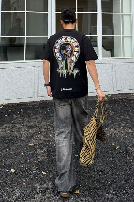 Чёрная оверсайз футболка Chrome Hearts Premium