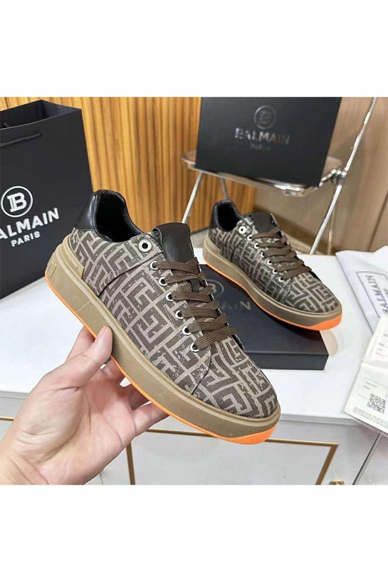 Мужские кроссовки Balmain Monogram B-Court - Brown