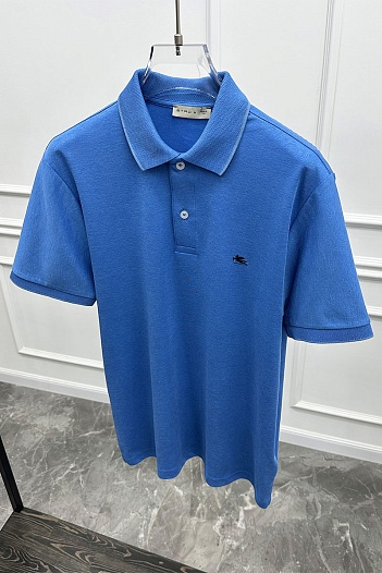 Синее поло Etro с узором пейсли   