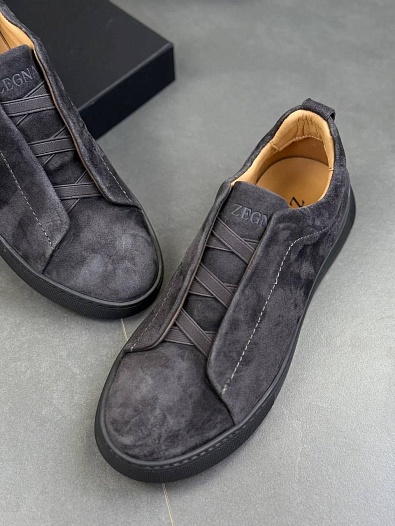 Замшевые кроссовки Zegna Triple Stitch   