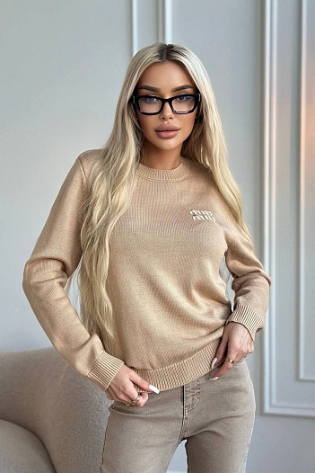 Женский бежевый свитер MIU MIU   