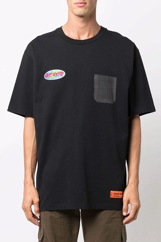 Чёрная оверсайз футболка Heron Preston logo-print