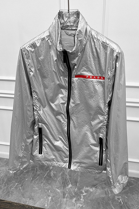 Мужская ветровка Prada logo-stripe - Metallic