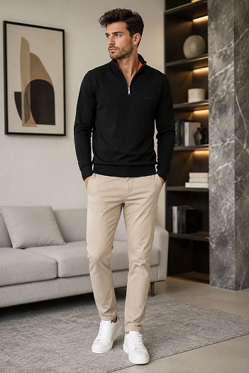 Мужской джемпер Hugo Boss quarter zip - Black   