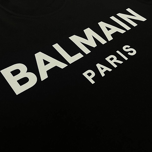 Футболка чёрного цвета Balmain Paris logo-print   