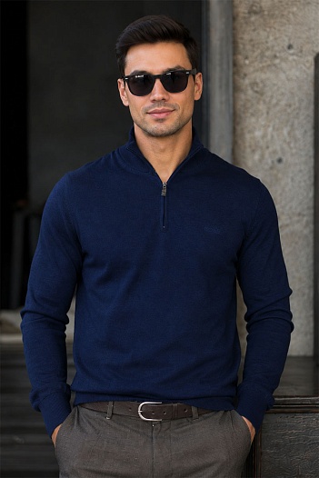 Мужской джемпер Hugo Boss quarter zip - Navy   