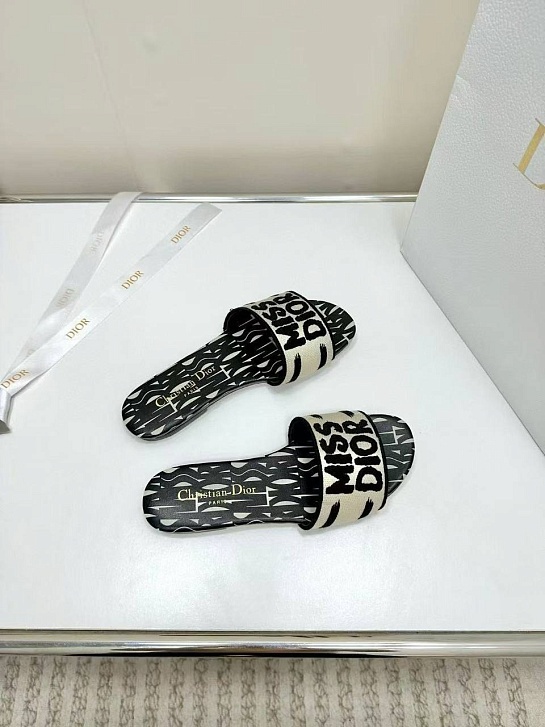 Женские шлёпанцы Dior Dway Premium - Black