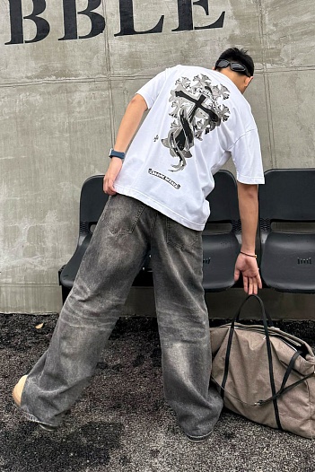Белая оверсайз футболка Chrome Hearts Premium   