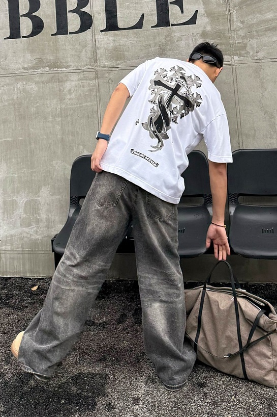 Белая оверсайз футболка Chrome Hearts Premium