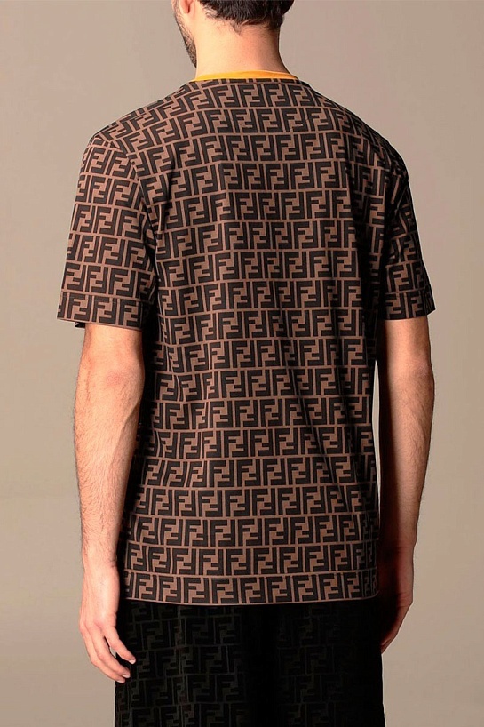 Мужская футболка Fendi Double F - Brown