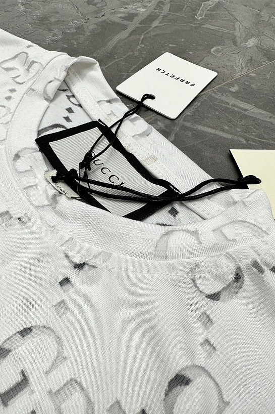 Мужская белая футболка Gucci GG Logo All-over