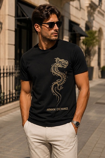 Мужская чёрная футболка Armani Exchange   