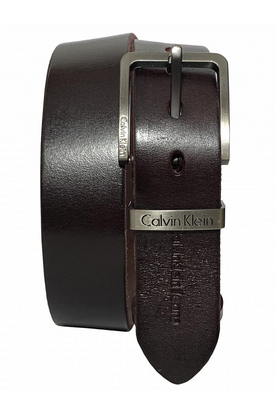 Мужской кожаный ремень Calvin Klein коричневого цвета