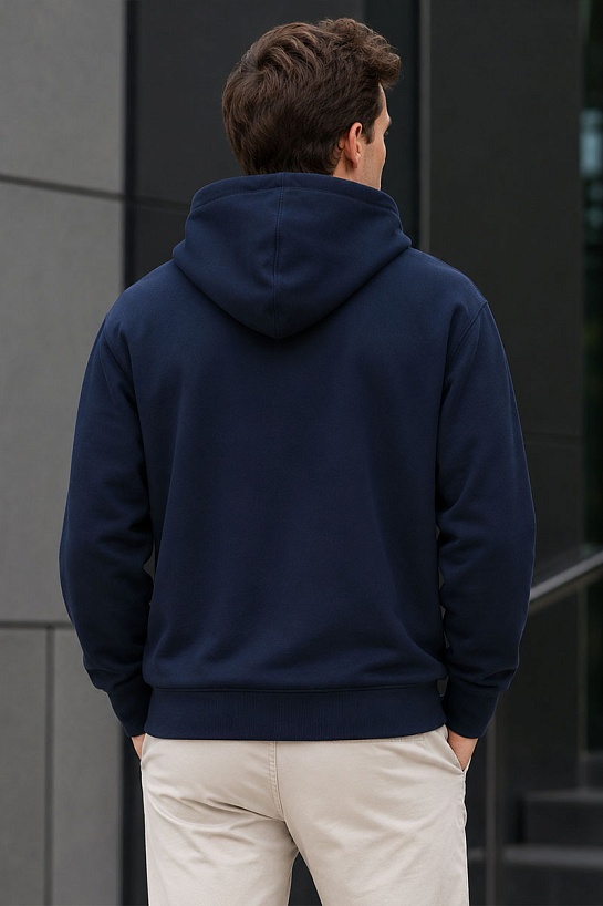 Тёмно-синее мужское худи Hugo Boss Dreeman logo-print