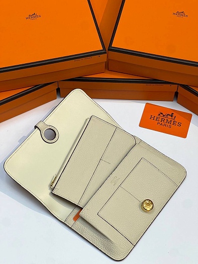 Кожаный кошелёк Hermes Dogon Duo - White 19.5x12 см   