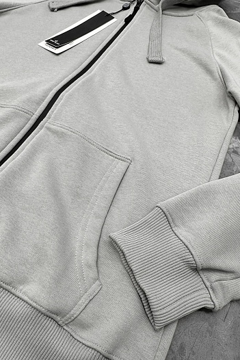 Серая кофта на молнии Stone Island compass-patch   